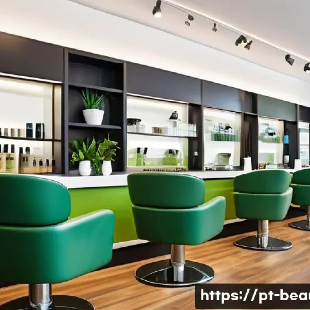 미용실 창업을 위한 준비 - A modern and stylish hair salon interior in a bustling Brazilian neighborhood, showcasing a well-org...