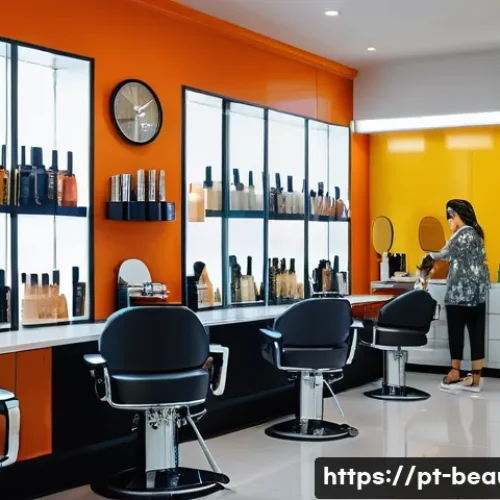 미용사 경력 쌓는 방법 - A vibrant, modern hair salon interior in São Paulo, Brazil, showcasing a diverse group of hairstylis...