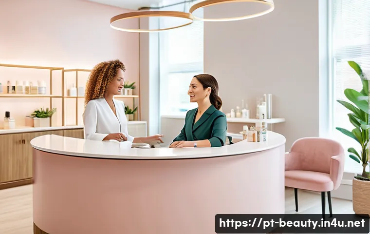 피부 미용사 스스로 홍보하는 방법 - A modern beauty aesthetician clinic interior featuring a warm and inviting atmosphere, with a confid...